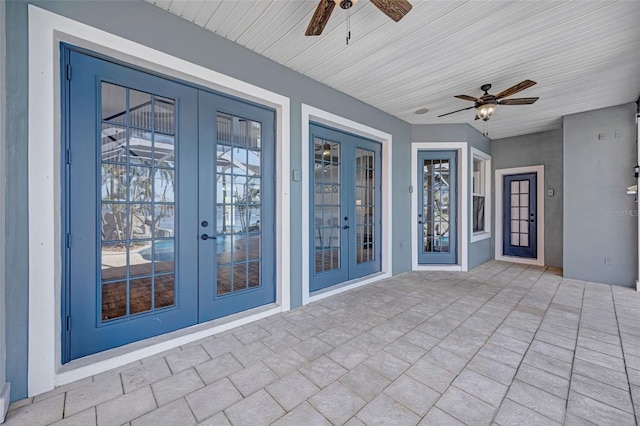 5225 Brighton Shore Dr, Apollo Beach, FL 33572 - view of patio featuring french doors and ceiling fan