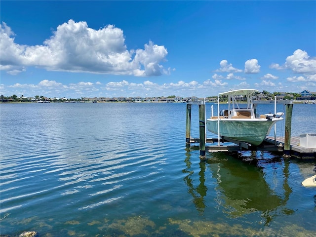 5225 Brighton Shore Dr, Apollo Beach, FL 33572 - dock featuring boat lift and a water view