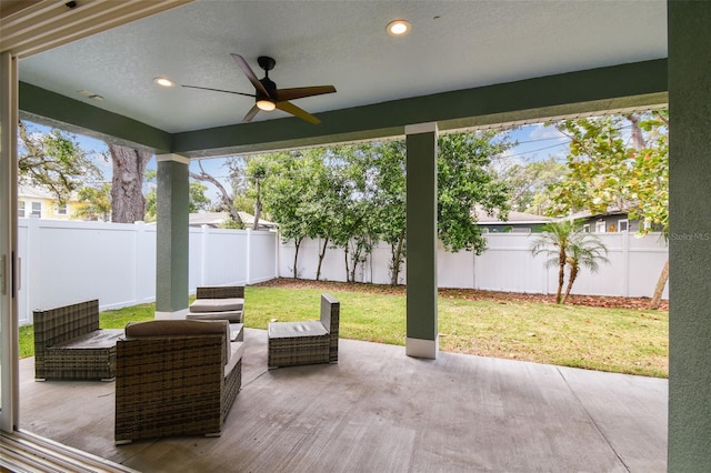 511 Roanoke St, Dunedin, FL 34698 - view of patio / terrace featuring ceiling fan and an outdoor hangout area