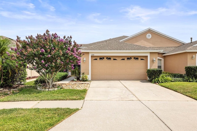 31108 Whitlock Dr, Wesley Chapel, FL 33543 - view of front of property with a garage, concrete driveway, stucco siding, and roof with shingles