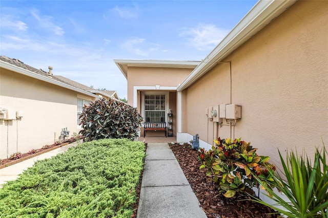 31108 Whitlock Dr, Wesley Chapel, FL 33543 - doorway to property with stucco siding