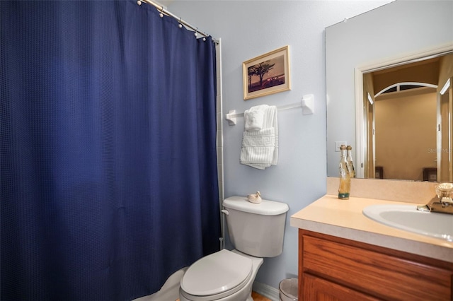 31108 Whitlock Dr, Wesley Chapel, FL 33543 - full bath with toilet, vanity, and a shower with curtain