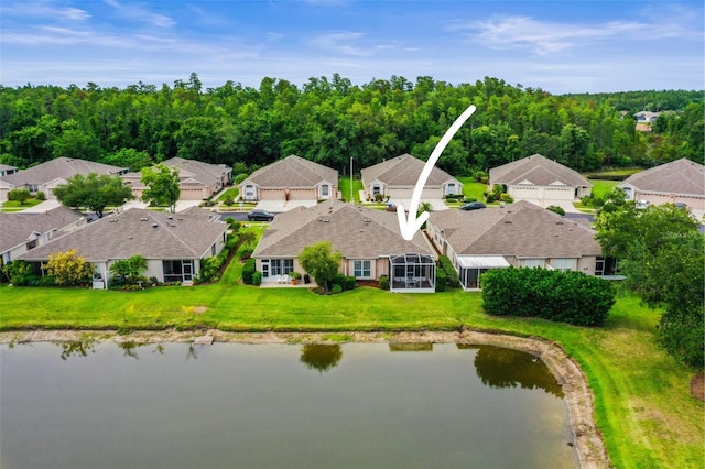 31108 Whitlock Dr, Wesley Chapel, FL 33543 - aerial perspective of suburban area featuring a large body of water