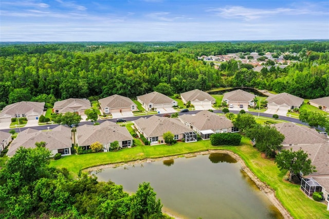 31108 Whitlock Dr, Wesley Chapel, FL 33543 - aerial perspective of suburban area with a nearby body of water and a forest