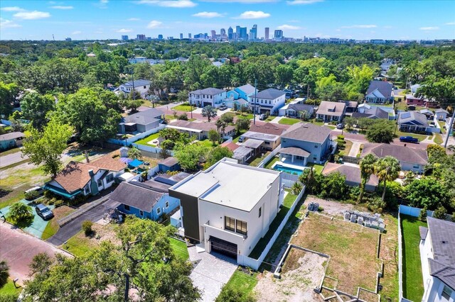 908 W Fribley St, Tampa, FL 33603 - aerial perspective of suburban area with city skyline