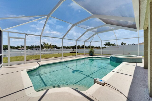6425 Clair Shore Dr, Apollo Beach, FL 33572 - view of pool with a patio area, a pool with connected hot tub, and a lanai