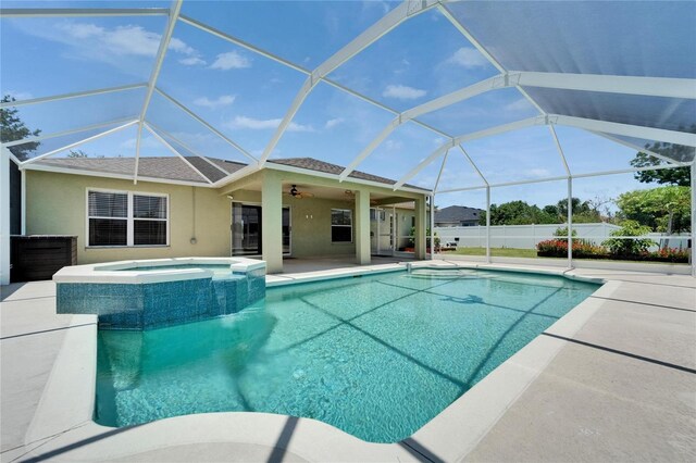 6425 Clair Shore Dr, Apollo Beach, FL 33572 - view of pool with a patio, a pool with connected hot tub, and a lanai