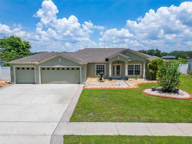6425 Clair Shore Dr, Apollo Beach, FL 33572 - ranch-style house featuring a garage, stucco siding, and concrete driveway