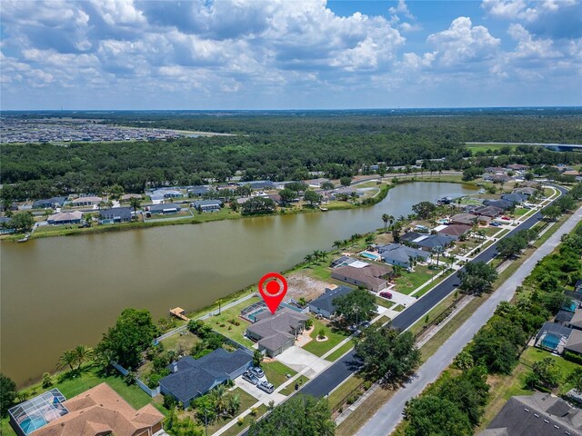 6425 Clair Shore Dr, Apollo Beach, FL 33572 - aerial overview of property's location with nearby suburban area and a nearby body of water