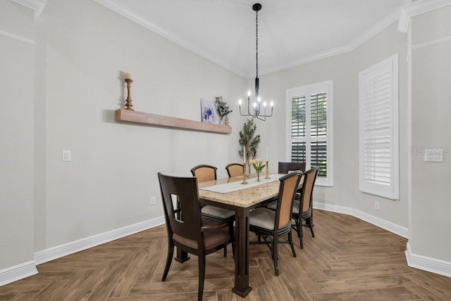 15934 Sorawater Dr, Lithia, FL 33547 - dining space featuring a chandelier and ornamental molding