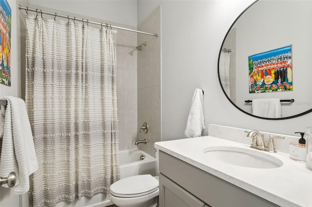 5314 Alafia Falls Dr, Lithia, FL 33547 - full bathroom featuring shower / bathtub combination with curtain, vanity, and toilet
