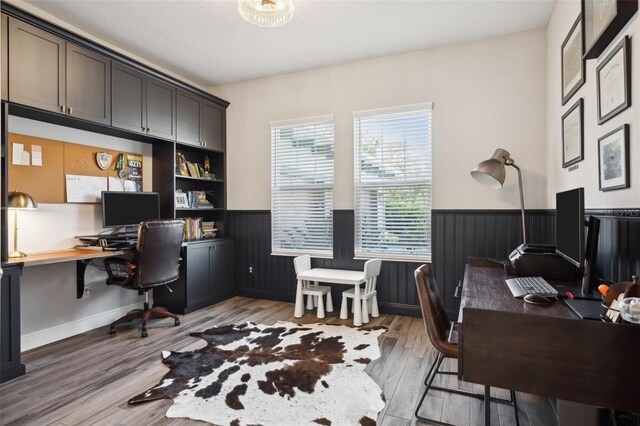 5314 Alafia Falls Dr, Lithia, FL 33547 - home office featuring wainscoting and wood finished floors