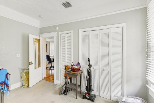 1206 E Frierson Ave Unit B, Tampa, FL 33603 - bedroom with carpet floors, ornamental molding, two closets, and baseboards