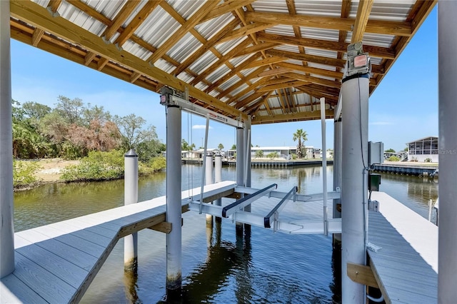 6522 Simone Shores Cir, Apollo Beach, FL 33572 - dock area featuring a water view and boat lift
