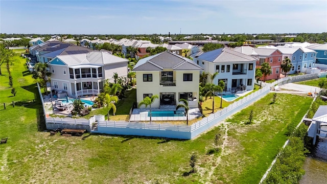 6522 Simone Shores Cir, Apollo Beach, FL 33572 - aerial perspective of suburban area with a pool