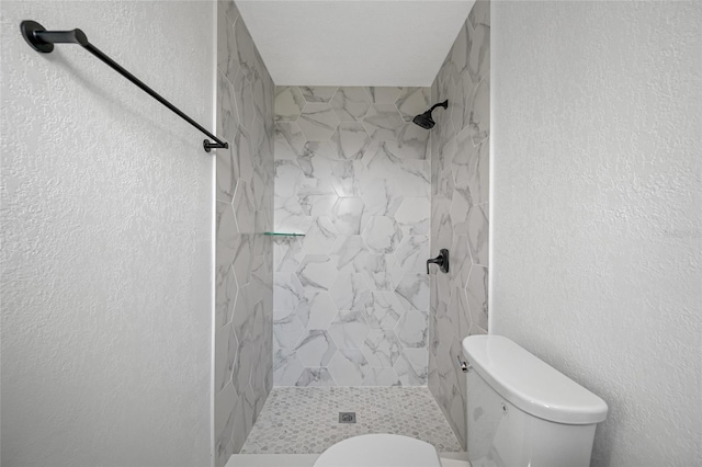 5109 Horton Rd, Plant City, FL 33567 - bathroom featuring toilet, a marble finish shower, and a textured wall