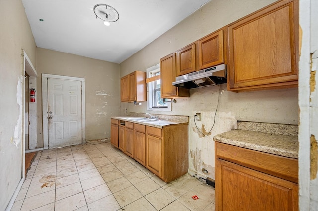 5109 Horton Rd, Plant City, FL 33567 - kitchen with under cabinet range hood, light countertops, a sink, and brown cabinets