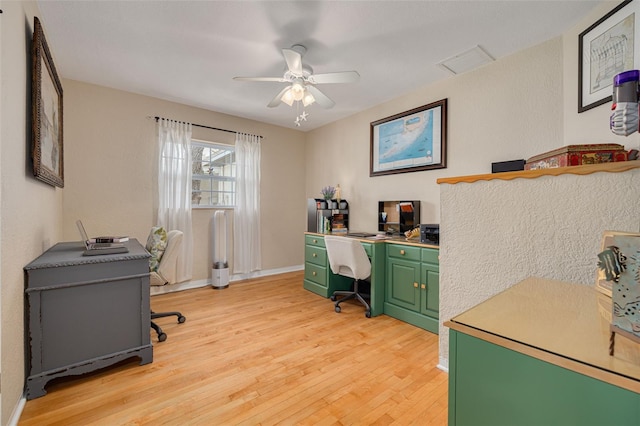 6114 7th Ave S, Gulfport, FL 33707 - office featuring light wood-style flooring, a ceiling fan, and baseboards