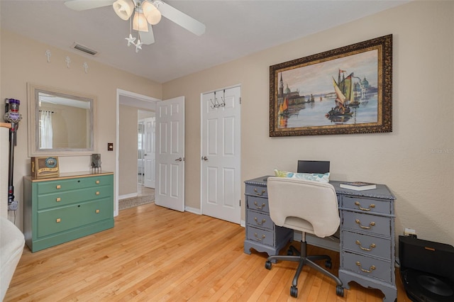6114 7th Ave S, Gulfport, FL 33707 - office featuring ceiling fan, light wood-style flooring, and baseboards