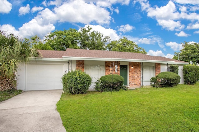 1511 Ave F NE, Winter Haven, FL 33881 - single story home with concrete driveway, a garage, a front lawn, and brick siding