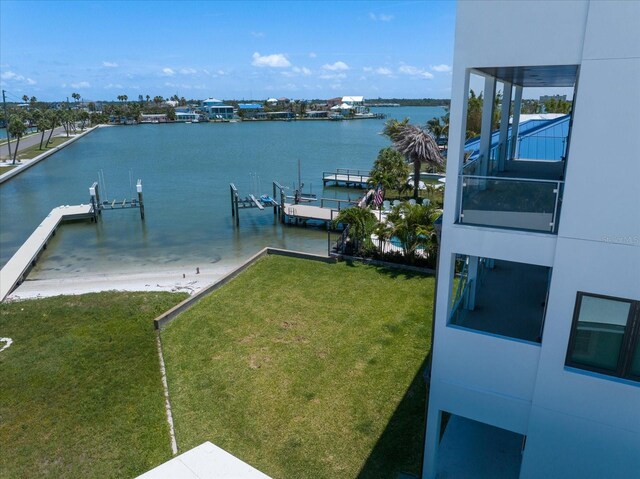 16047 Redington Dr, Redington Beach, FL 33708 - dock area with a water view and a yard