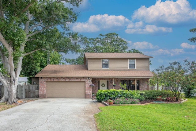 9465 126th Ave, Largo, FL 33773 - traditional-style home with an attached garage, concrete driveway, brick siding, and roof with shingles