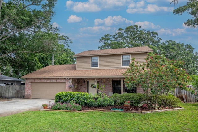 9465 126th Ave, Largo, FL 33773 - traditional-style home featuring a garage, concrete driveway, brick siding, and roof with shingles