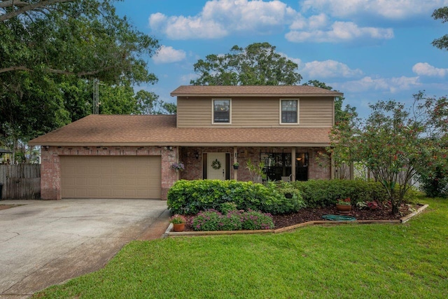9465 126th Ave, Largo, FL 33773 - traditional home featuring a garage, concrete driveway, brick siding, and roof with shingles