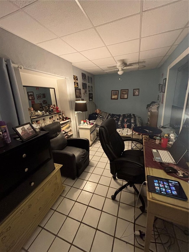 2033 Aaron Pl, Clearwater, FL 33760 - office space with a paneled ceiling and light tile patterned floors
