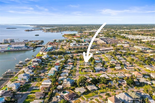 2479 Trade Winds Dr, Dunedin, FL 34698 - aerial overview of property's location featuring a nearby body of water