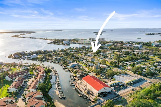 2479 Trade Winds Dr, Dunedin, FL 34698 - aerial overview of property's location featuring a large body of water