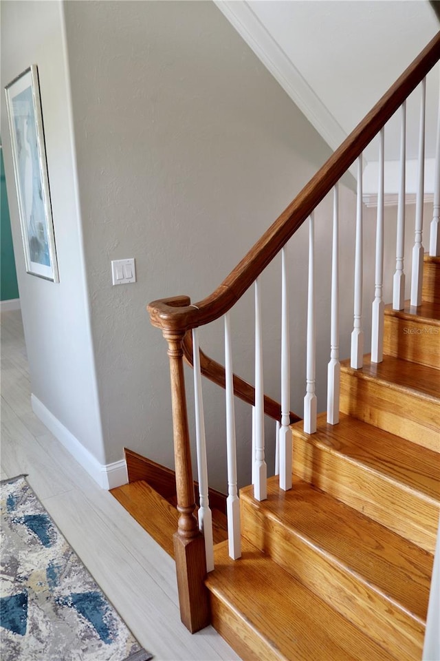 24197 Treasure Island Blvd, Punta Gorda, FL 33955 - stairs featuring baseboards and crown molding