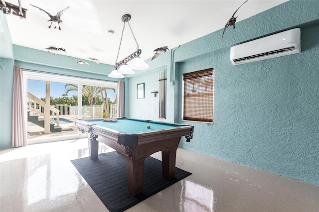 24197 Treasure Island Blvd, Punta Gorda, FL 33955 - game room with an AC wall unit, a textured wall, and billiards