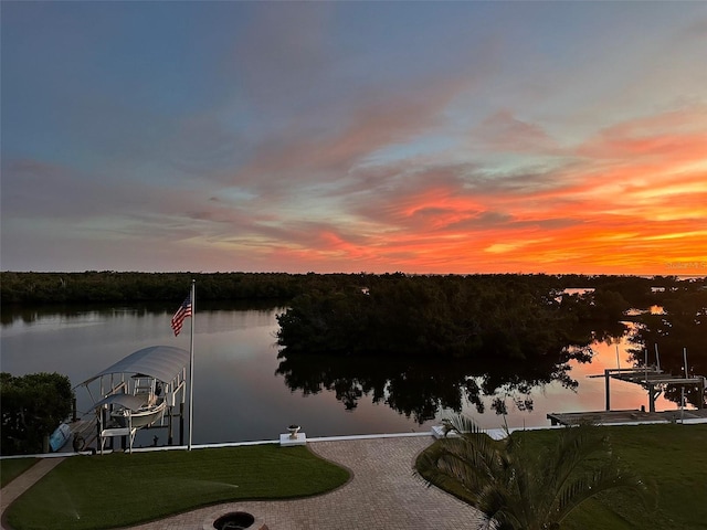 24197 Treasure Island Blvd, Punta Gorda, FL 33955 - water view with boat lift and a boat dock