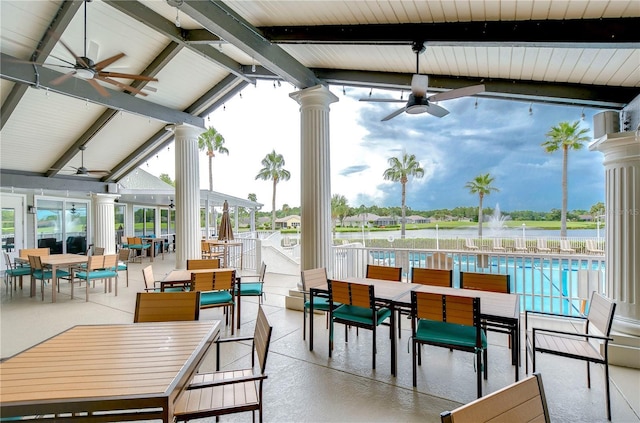 1210 Wolford Dr, Trinity, FL 34655 - view of patio / terrace featuring a ceiling fan and outdoor dining area
