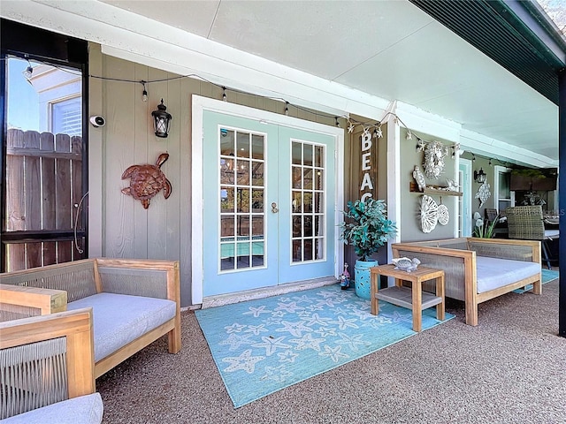 1445 Stonehenge Way, Palm Harbor, FL 34683 - exterior space with french doors and carpet flooring