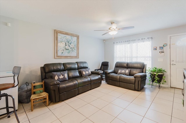 8517 N Branch Ave, Tampa, FL 33604 - living room with ceiling fan and light tile patterned floors