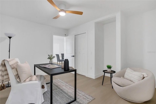 323 48th St NW, Bradenton, FL 34209 - office space with light wood-type flooring, a ceiling fan, and baseboards