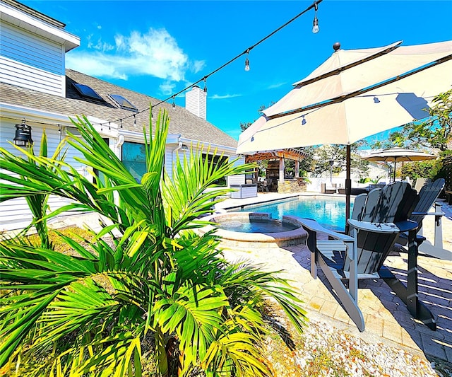 1608 20th Ave W, Palmetto, FL 34221 - outdoor pool featuring an in-ground hot tub, a patio, and a pergola