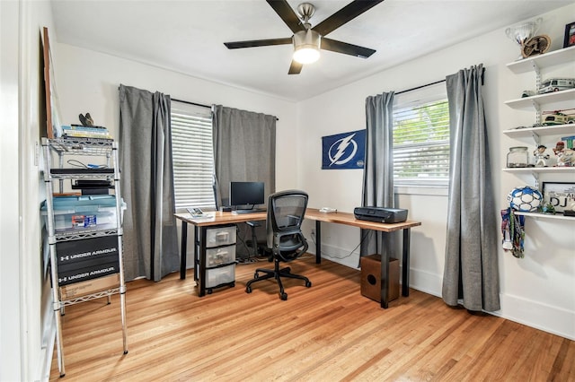 5005 W Evelyn Dr, Tampa, FL 33609 - office space with wood finished floors, a ceiling fan, and baseboards