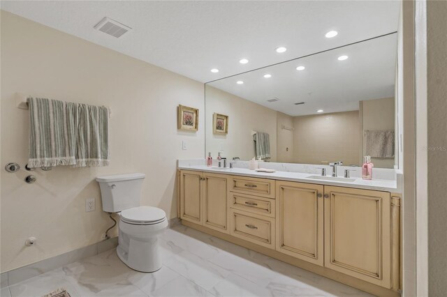 1586 Gulf Blvd Unit 2502, Clearwater, FL 33767 - full bathroom with recessed lighting, double vanity, and marble finish floors