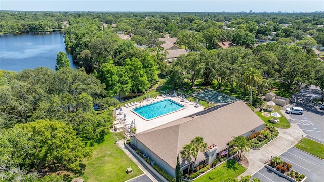 2510 Laurelwood Dr Unit 5B, Clearwater, FL 33763 - aerial view of a pool area and a large body of water