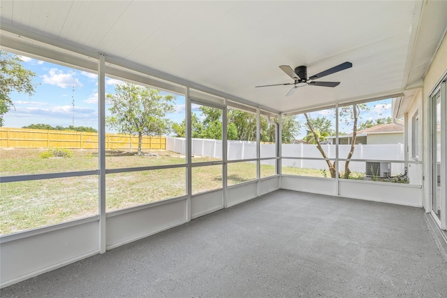 10538 Juliano Dr, Riverview, FL 33569 - unfurnished sunroom with a ceiling fan