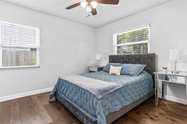 4531 7th Ave N, Saint Petersburg, FL 33713 - bedroom featuring baseboards, wood finished floors, and a ceiling fan