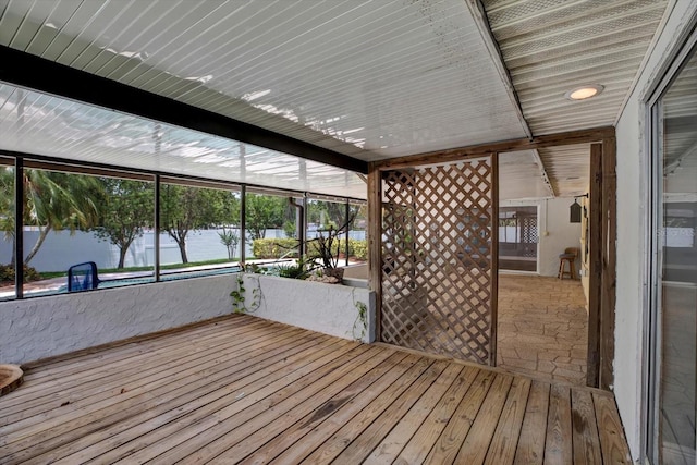 15108 Springview St, Tampa, FL 33624 - unfurnished sunroom with a water view and plenty of natural light