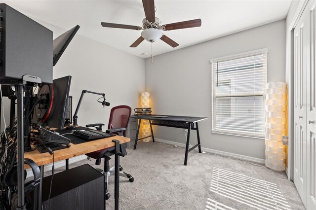 16632 Sunburst Lake St, Wimauma, FL 33598 - carpeted office with ceiling fan and baseboards