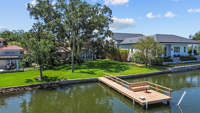 1238 Monterey Blvd NE, Saint Petersburg, FL 33704 - dock area featuring a water view and a lawn