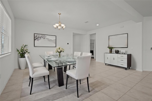 12697 Achasta Blvd, Hudson, FL 34669 - dining space with a chandelier, light tile patterned flooring, recessed lighting, and baseboards