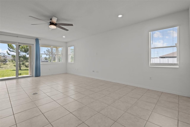 12697 Achasta Blvd, Hudson, FL 34669 - unfurnished room with a ceiling fan, recessed lighting, baseboards, and light tile patterned floors