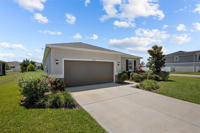 12697 Achasta Blvd, Hudson, FL 34669 - single story home featuring a front lawn, a garage, stucco siding, and driveway